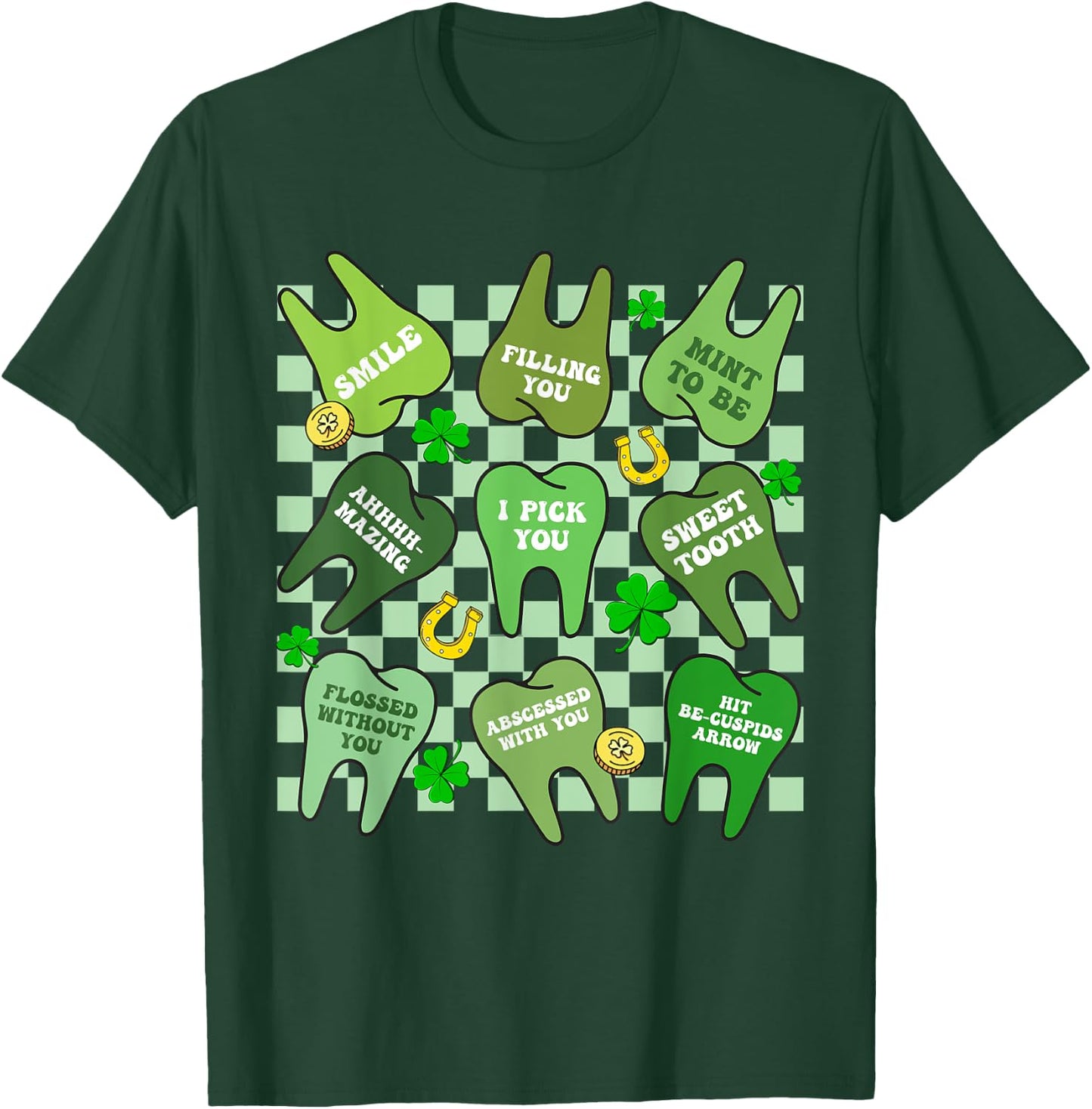 Flossed Teeth St Patricks Day Dentist Dental Squad Assistant T-Shirt - T-Shirt | Forest
