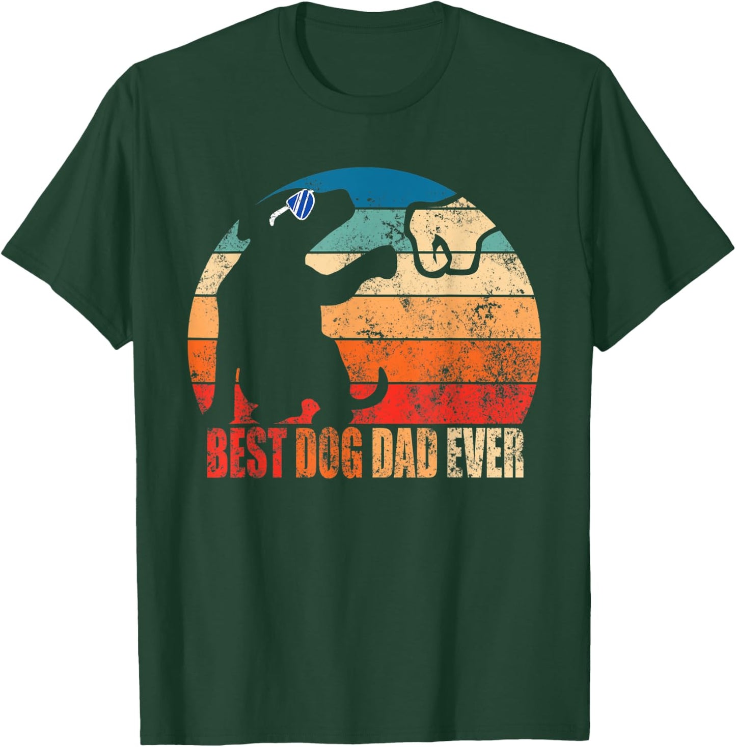 Best Dog Dad Ever Fist Bump Retro Daddy Gift Son Daughter Men Women Kids T-Shirt - T-Shirt | Forest