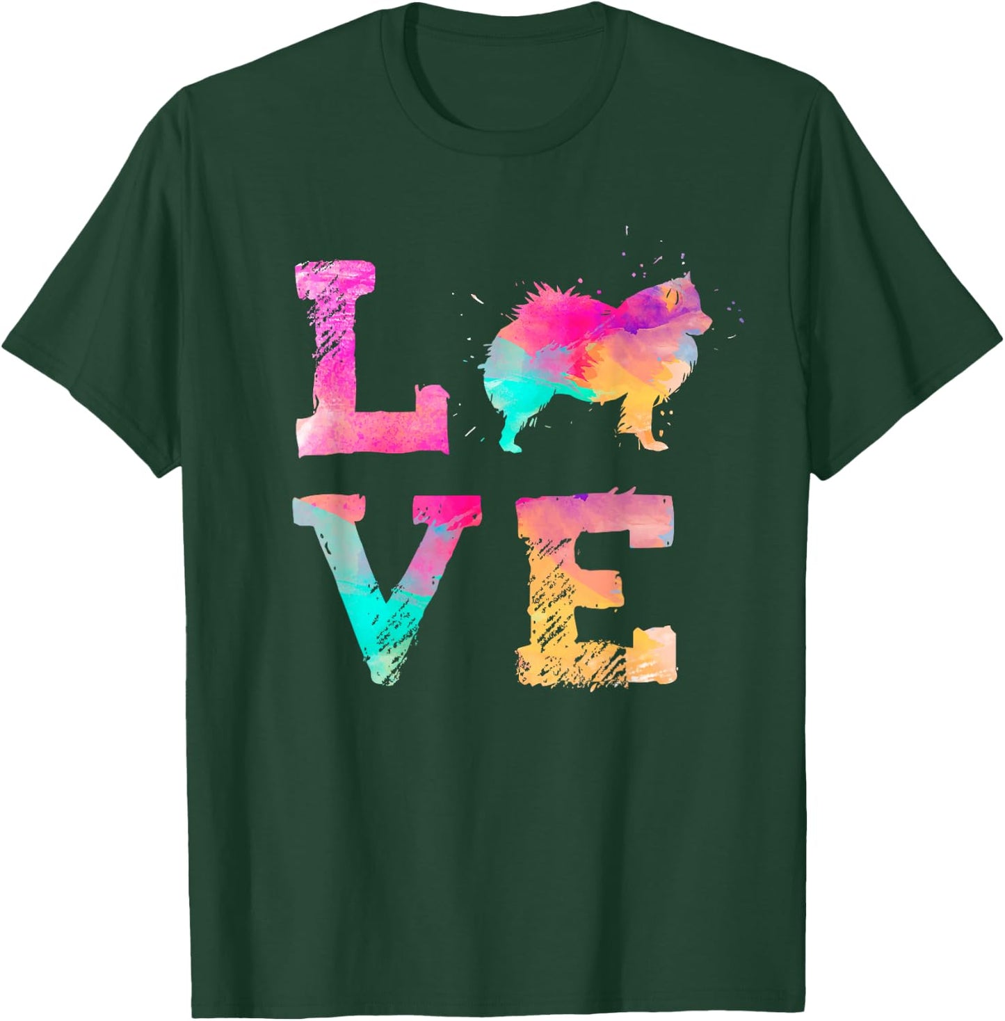 Colourful Watercolour Painting American Eskimo Dog Dog T-Shirt - T-Shirt | Forest