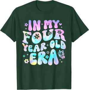 Groovy In My Four Year Old Era Girl 4th Birthday 4 Yrs Old T-Shirt - T-Shirt | Forest
