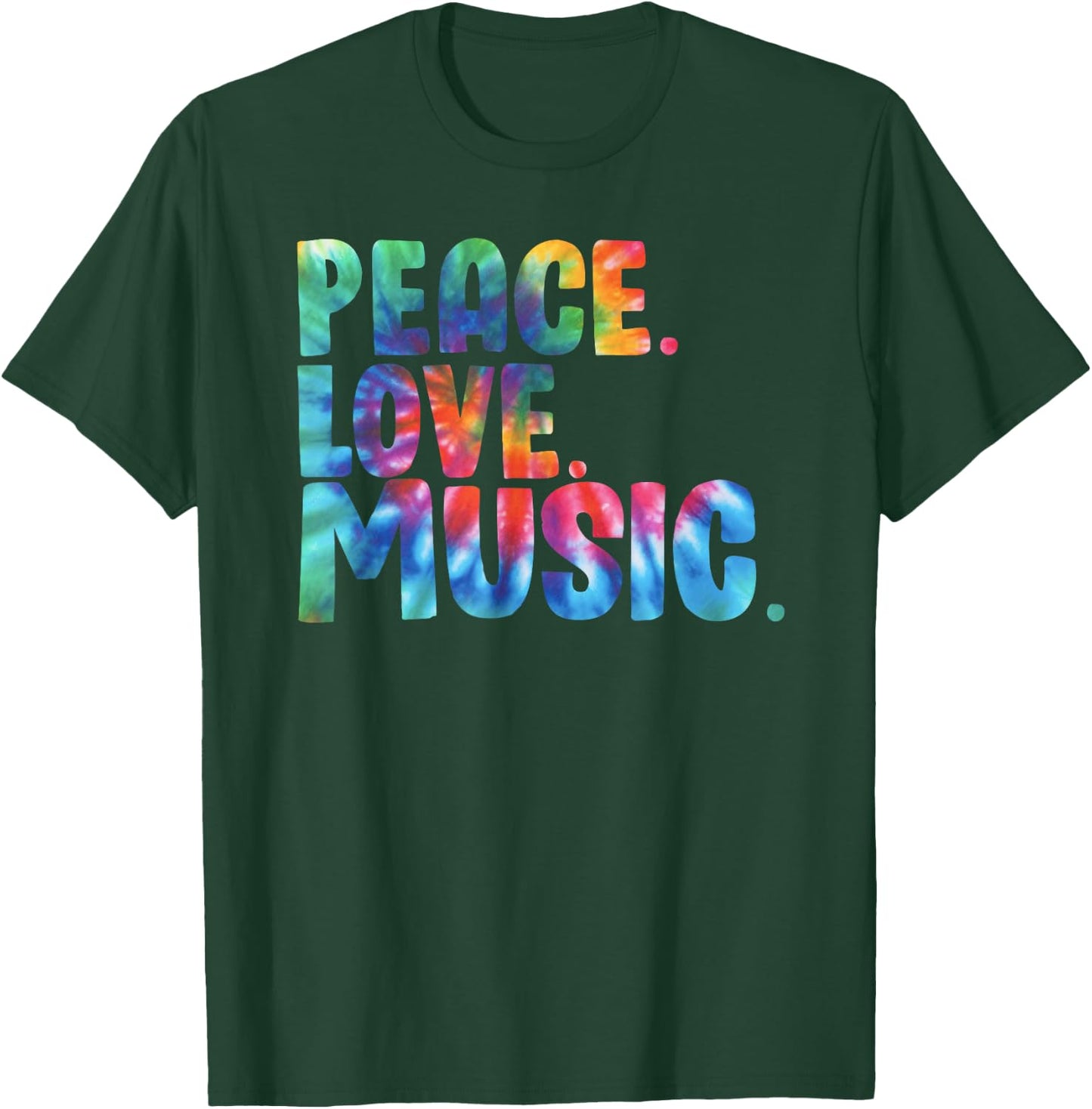 Peace Love Music Tie Dye T-Shirt - T-Shirt | Forest