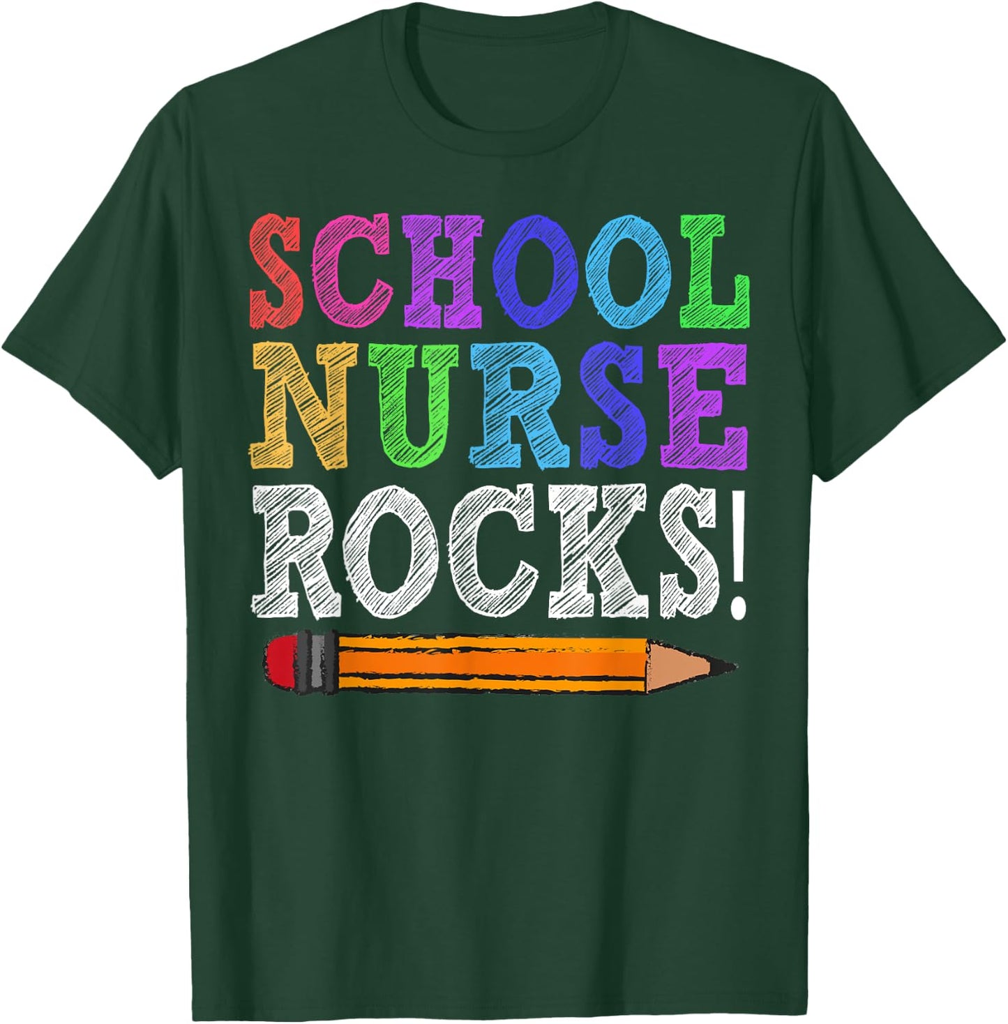 School Nurse Rocks Teacher Funny Back To School Women Girls Kids T-Shirt - T-Shirt | Forest