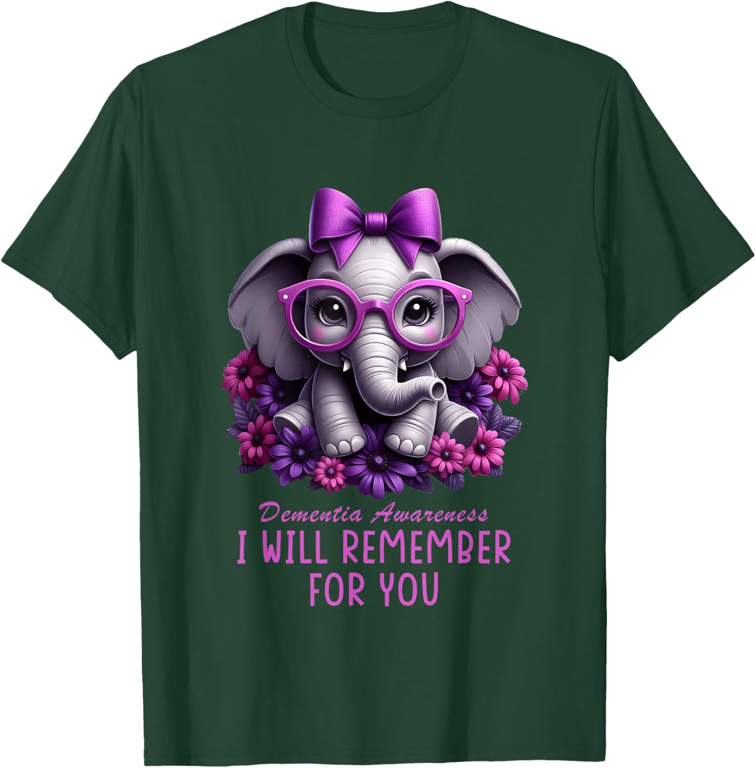 Dementia Awareness Elephant Will Remember for You Alzheimers T-Shirt - T-Shirt | Forest