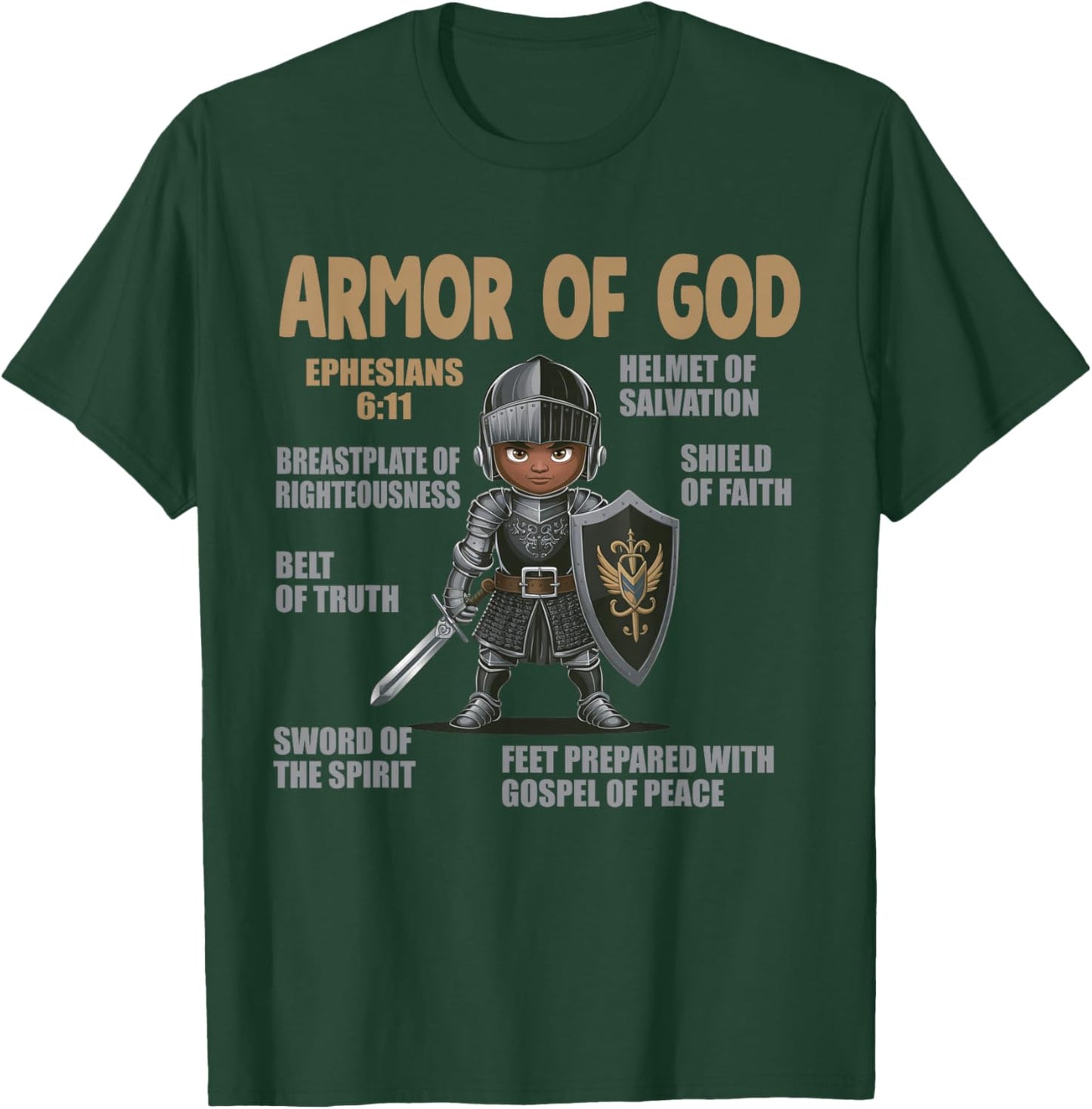 Black Kids Put On The Full Armor Of God Bible Chapters T-Shirt - T-Shirt | Forest