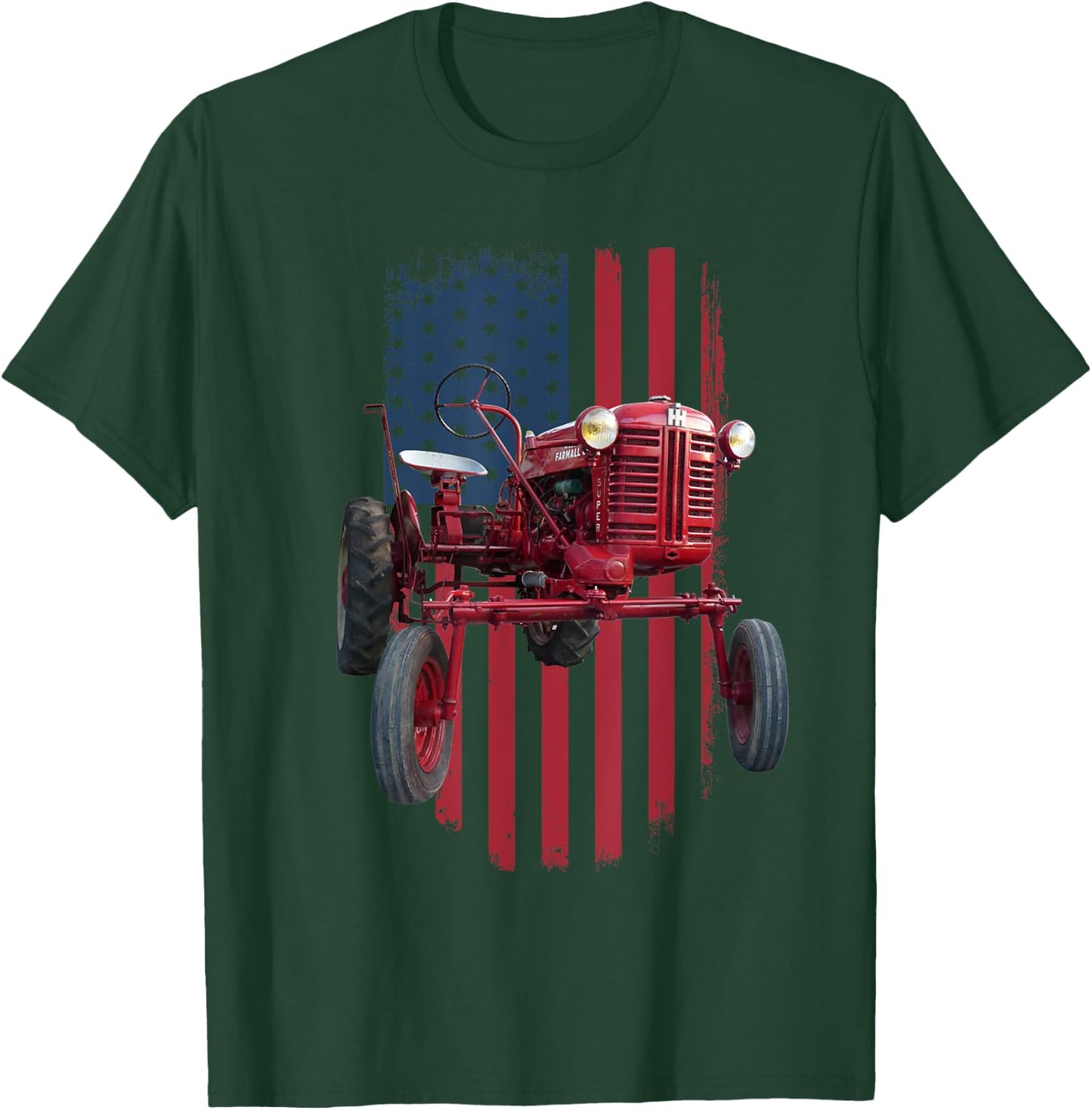 Patriotic Vintage Cub Farm Tractor American Flag USA Pride Men T-Shirt - T-Shirt | Forest