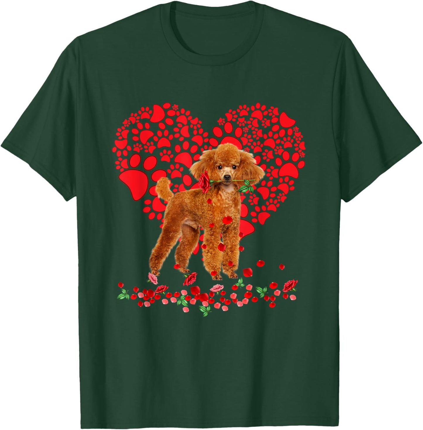Valentines Poodle Heart Dog Dad Dog Mom Gifts T-Shirt - T-Shirt | Forest