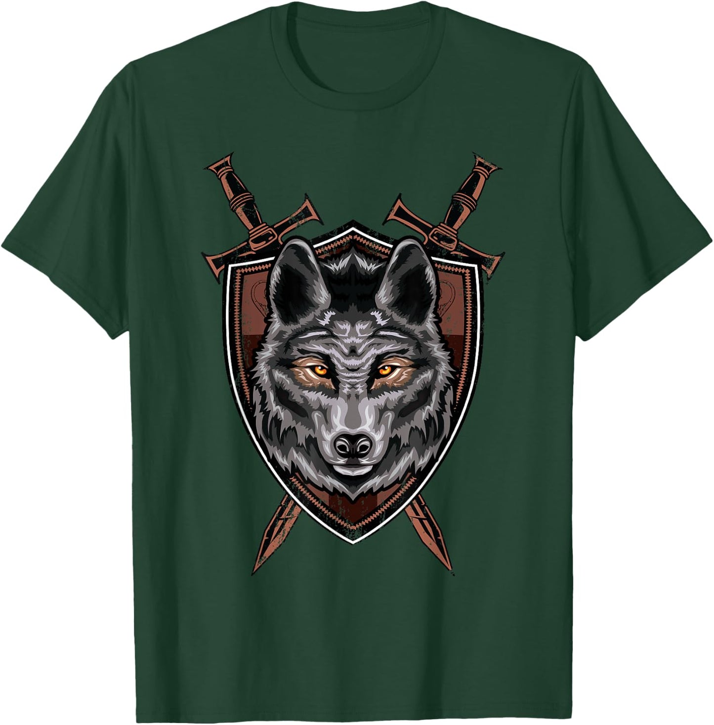 Wolf Sword Shield Renaissance Medieval Knight House Sigil T-Shirt - T-Shirt | Forest