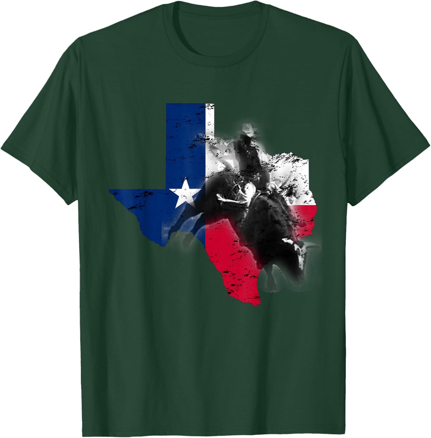 Bull-Riding Texas Ranch Rider Cowboy Texan Lone Star T-Shirt - T-Shirt | Forest