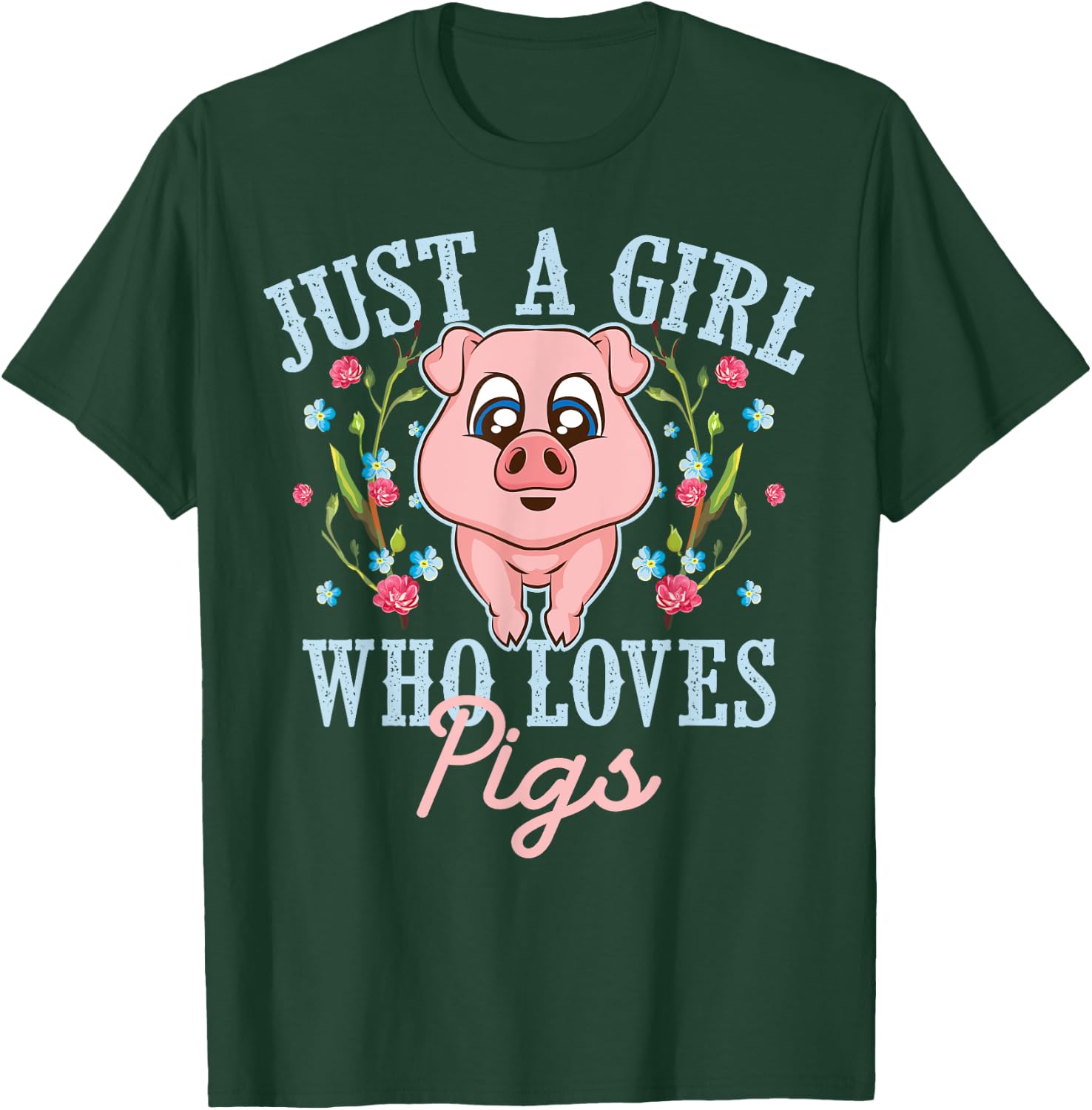 Funny Just A Girl Who Loves Pigs Gift | Cute Mini Piggy Kids T-Shirt - T-Shirt | Forest