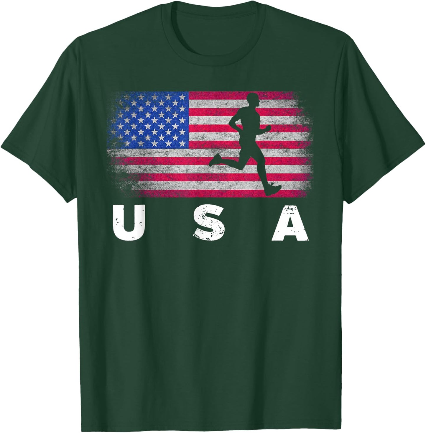 American Flag Track & Field - Cute Field Running Gift Kids Men T-Shirt - T-Shirt | Forest
