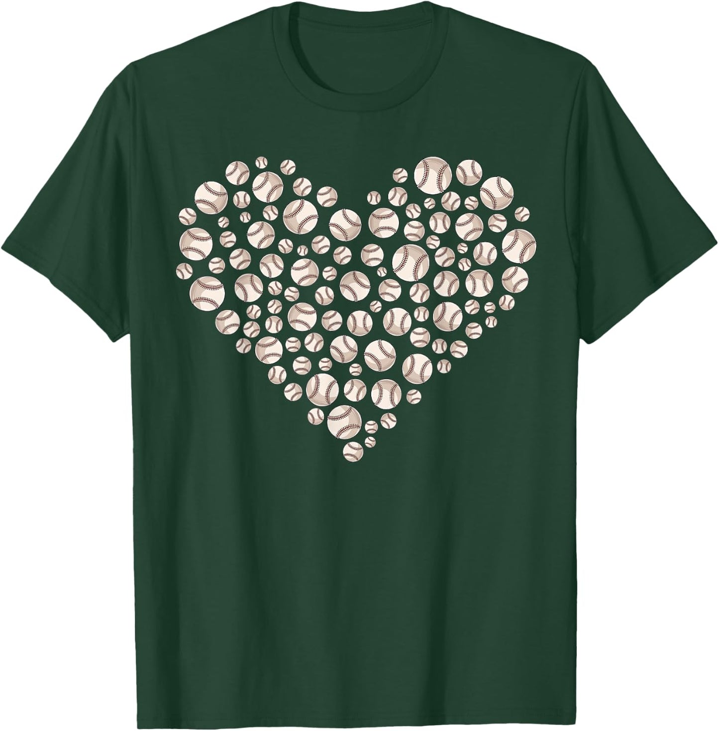 Valentine Baseball Heart Valentines Day Baseball Lover T-Shirt - T-Shirt | Forest