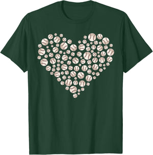 Valentine Baseball Heart Valentines Day Baseball Lover T-Shirt - T-Shirt | Forest