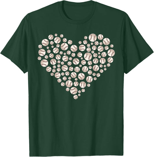 Valentine Baseball Heart Valentines Day Baseball Lover T-Shirt - T-Shirt | Forest