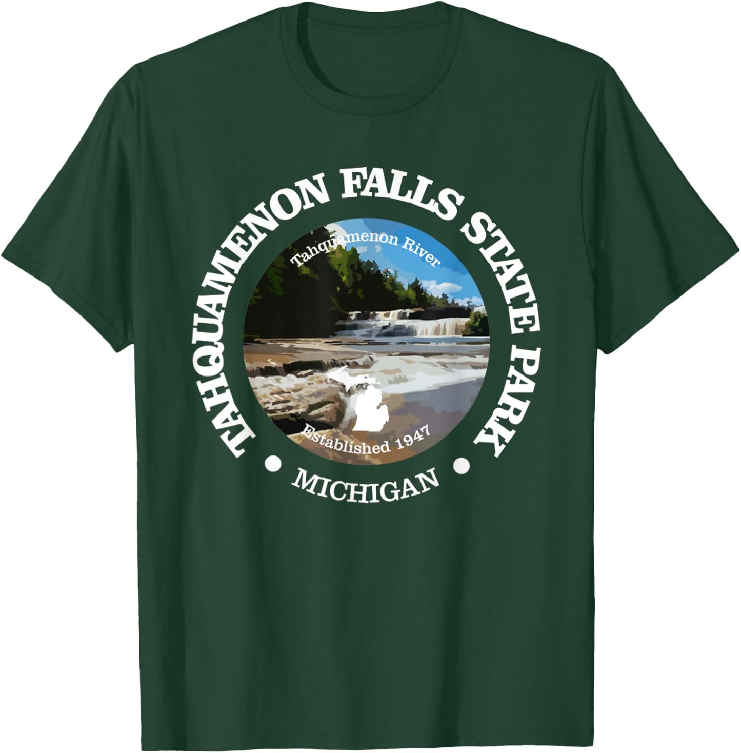 Tahquamenon Falls State Park Funny Michigan 1947 River T-Shirt - T-Shirt | Forest