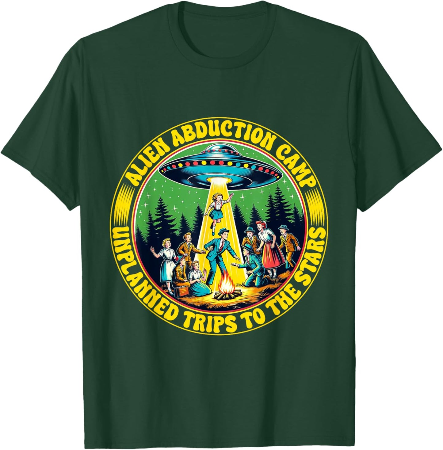 Alien Abduction Camp Shirt Vintage Retro UFO Funny Camper T-Shirt - T-Shirt | Forest