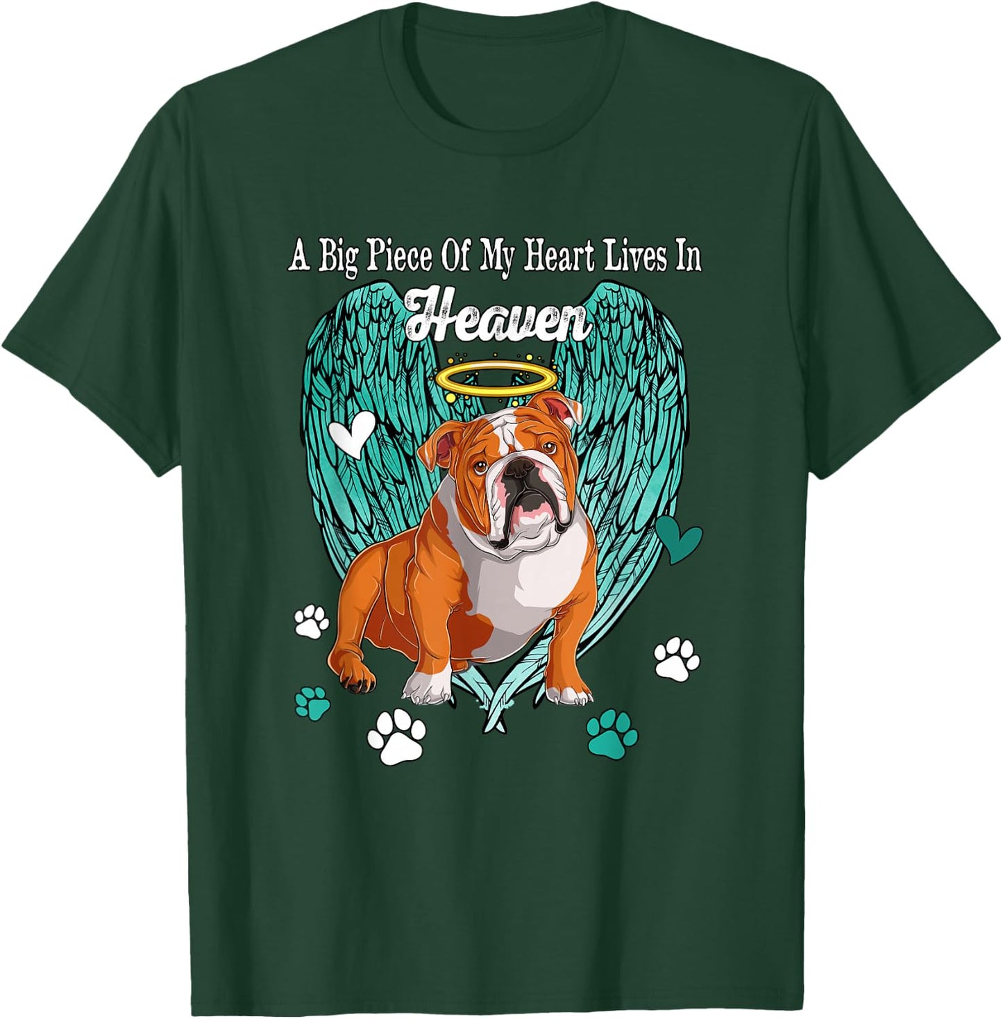 Heart Lives In Heaven Costume English Bulldog Memories Owner T-Shirt - T-Shirt | Forest