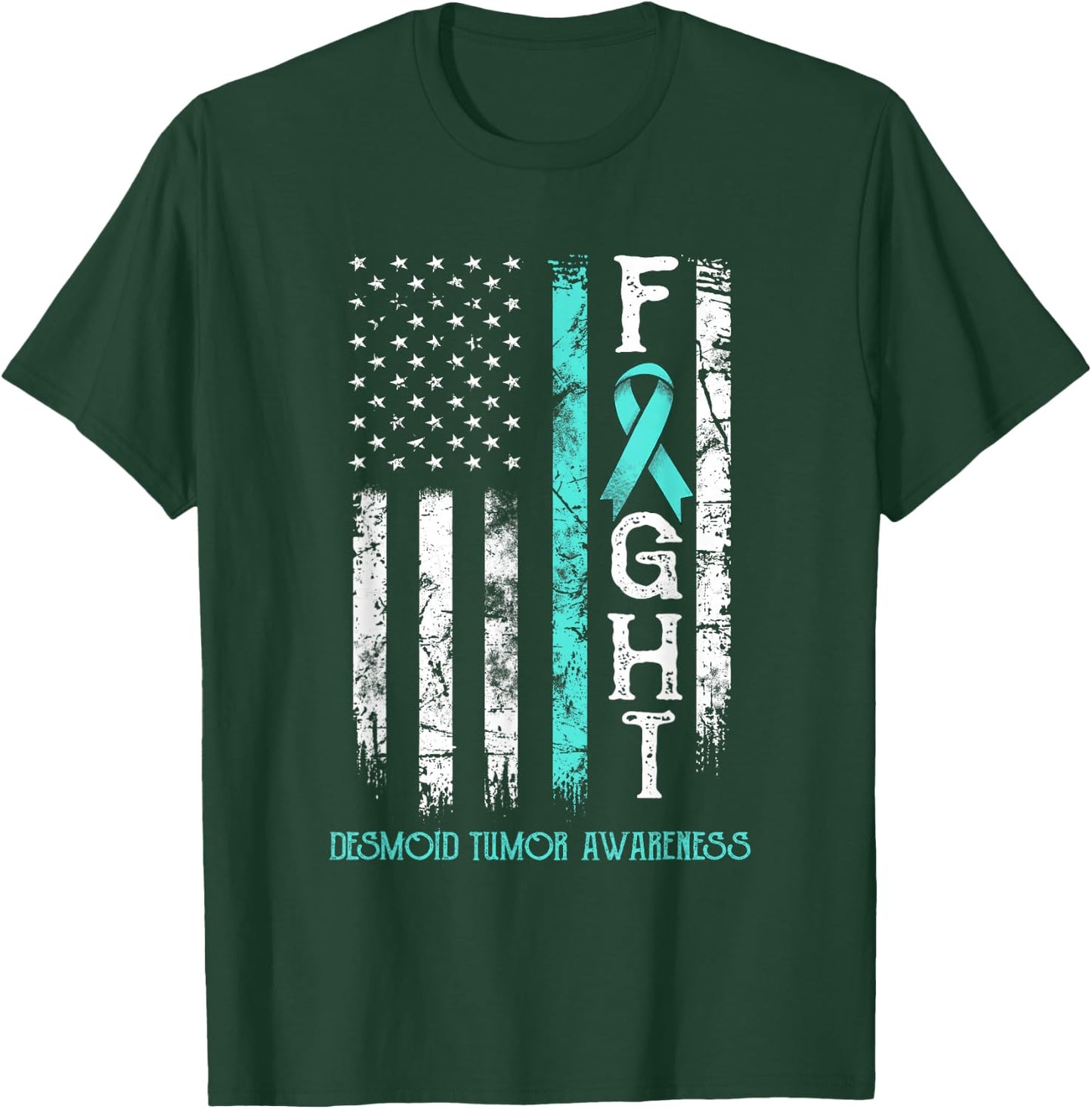 Desmoid Tumor Warrior US Flag T-Shirt - T-Shirt | Forest