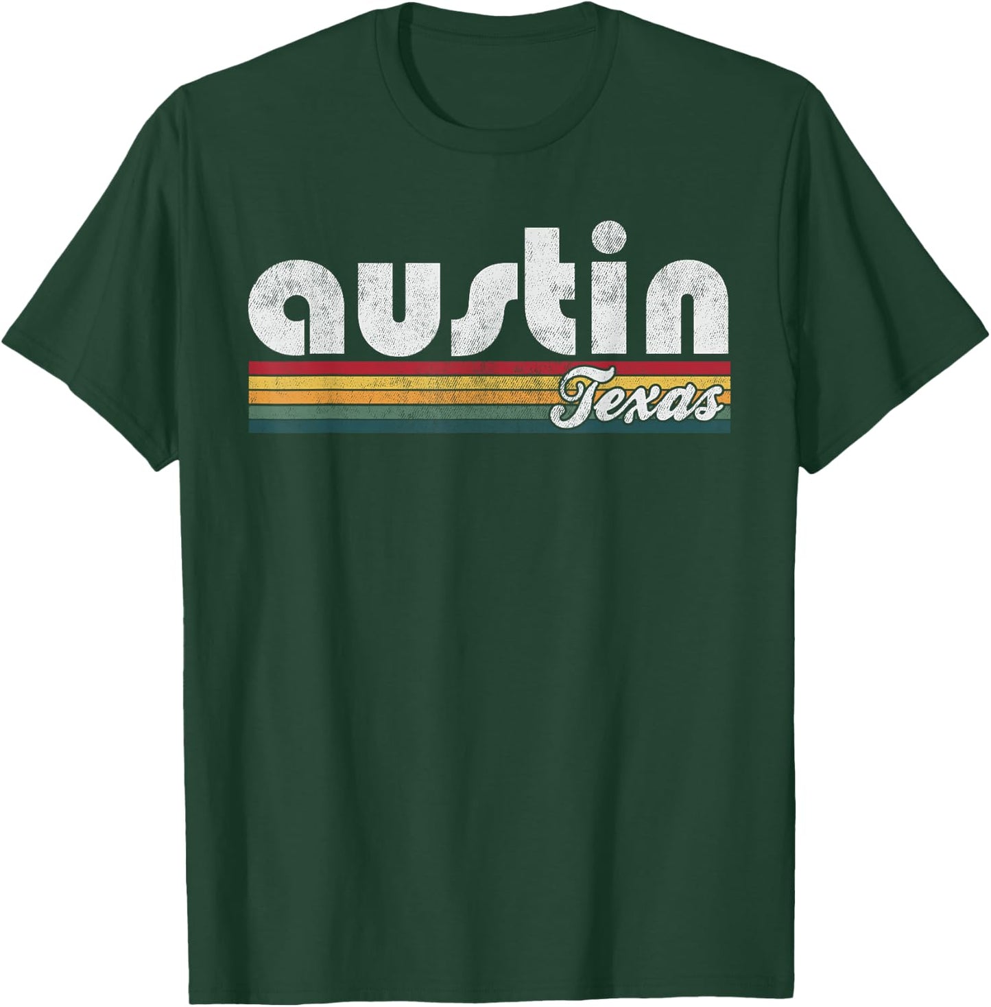 Austin Texas Vintage 70's 80's Retro Style Men Women T-Shirt - T-Shirt | Forest