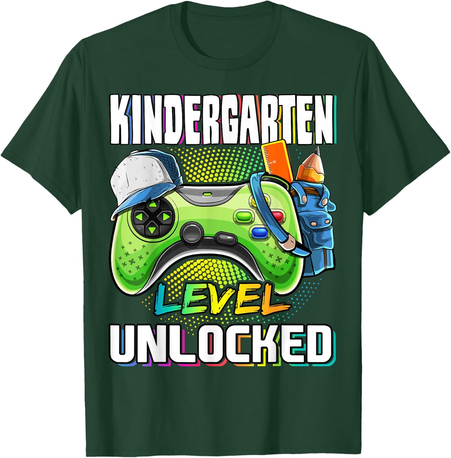Kindergarten Level Unlocked Video Game Back to School Boys T-Shirt - T-Shirt | Forest