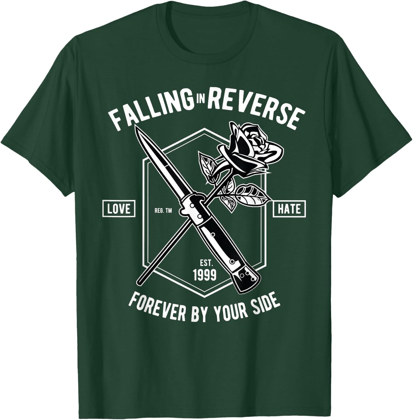 Vintage Falling In Reverse Rose & Knife Inspirational Gift T-Shirt - T-Shirt | Forest