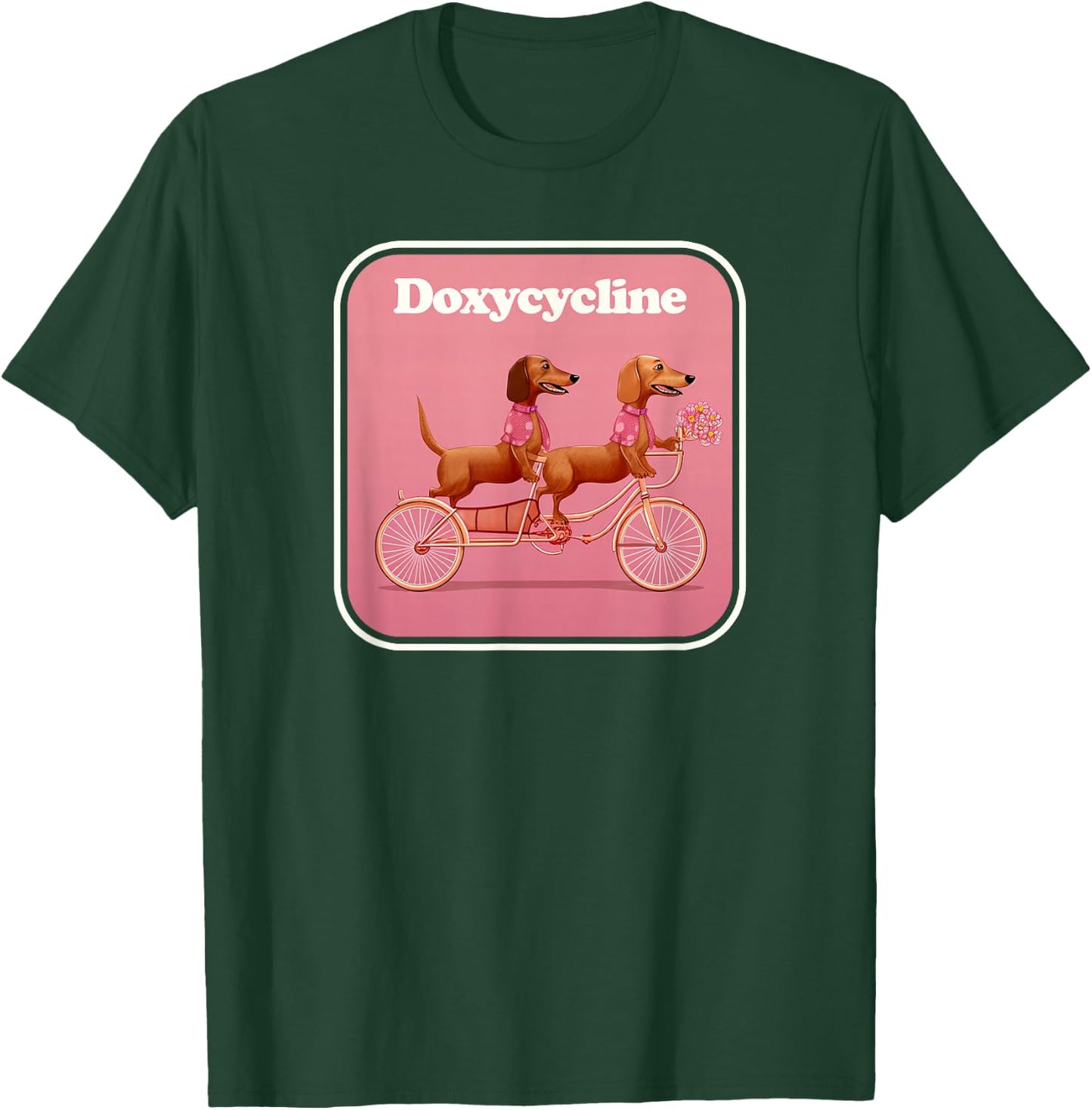 Doxycycline - Dachshund Riding a Bike - Doxy Cycling T-Shirt - T-Shirt | Forest