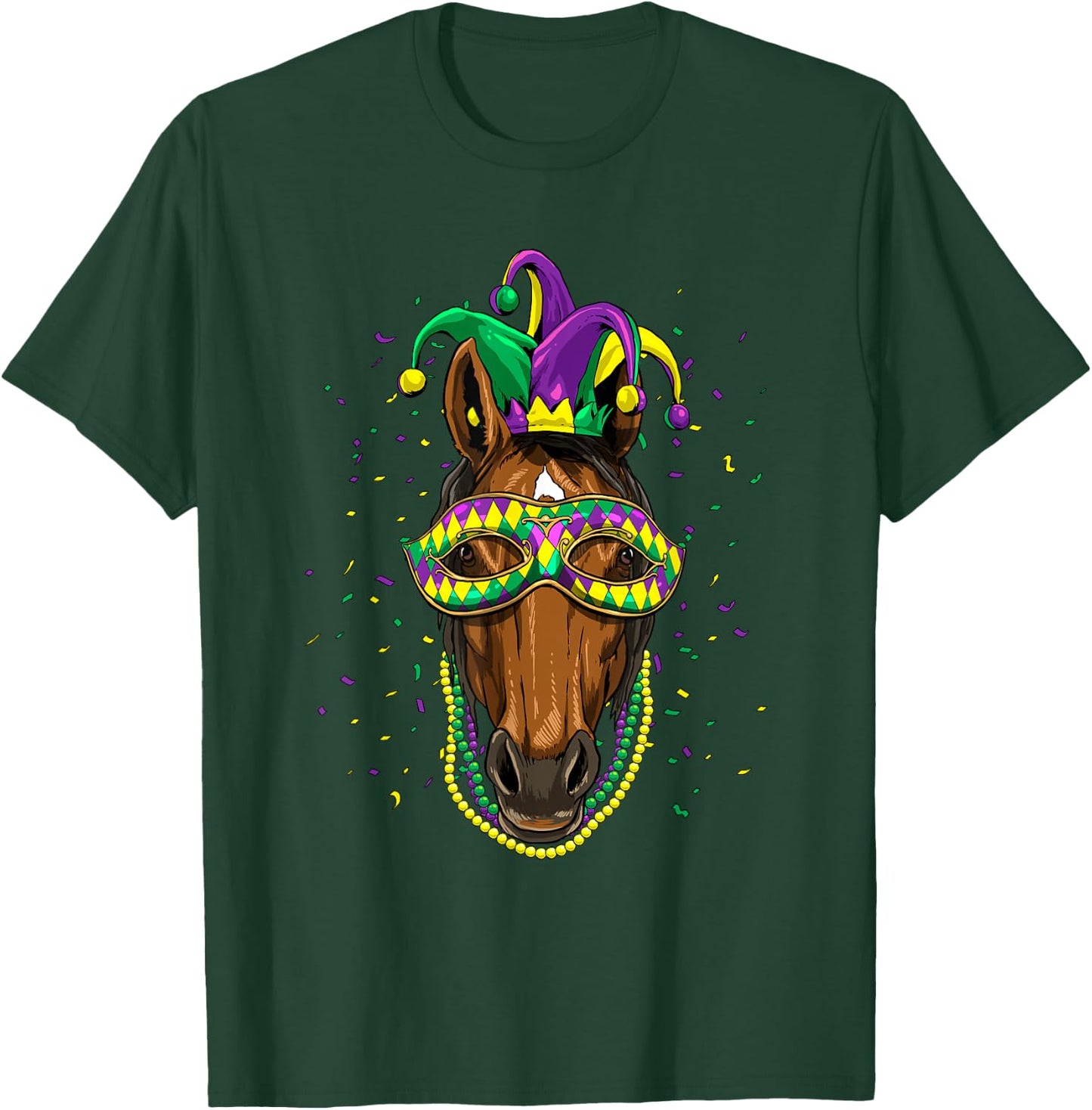 Horse Animal Lover Cute Mardi Gras Carnival Jester T-Shirt - T-Shirt | Forest