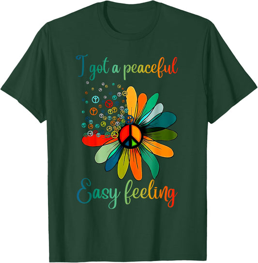 Hippie I got an easy peaceful feeling sunflower Peace Sign T-Shirt - T-Shirt | Forest