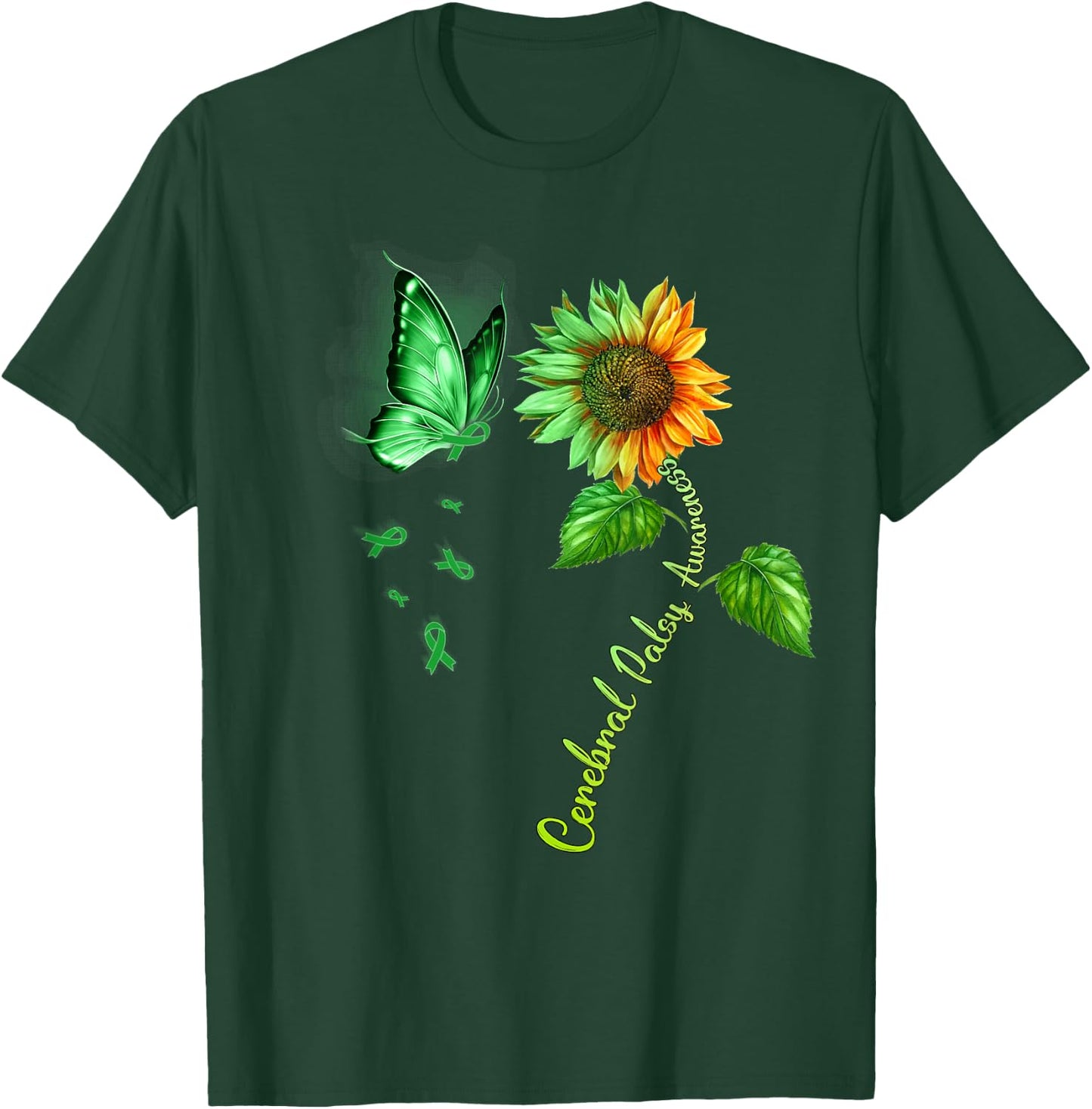 Butterfly Sunflower Cerebral Palsy Awareness T-Shirt - T-Shirt | Forest