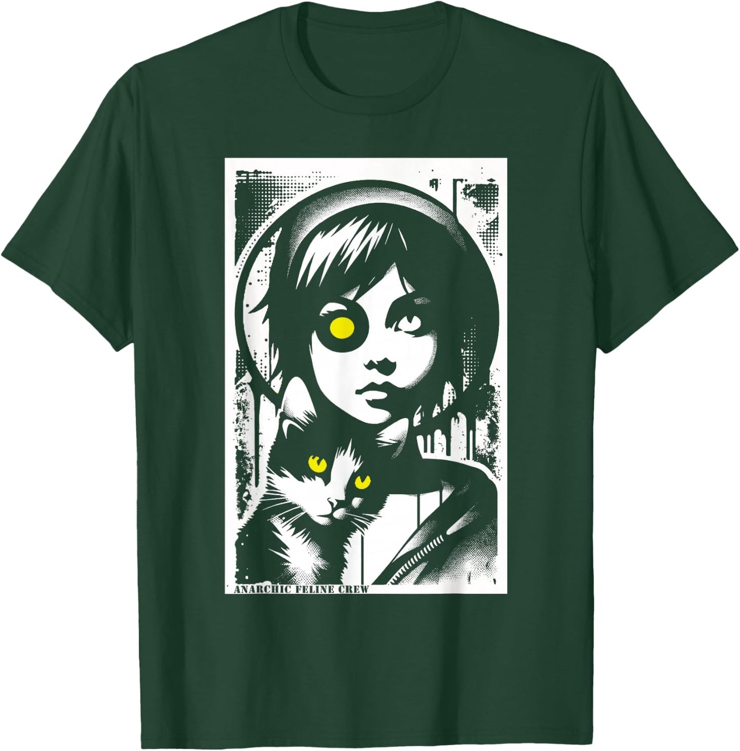 Punk Girl and Cat Graffiti Grunge 90s Distressed Vintage T-Shirt - T-Shirt | Forest