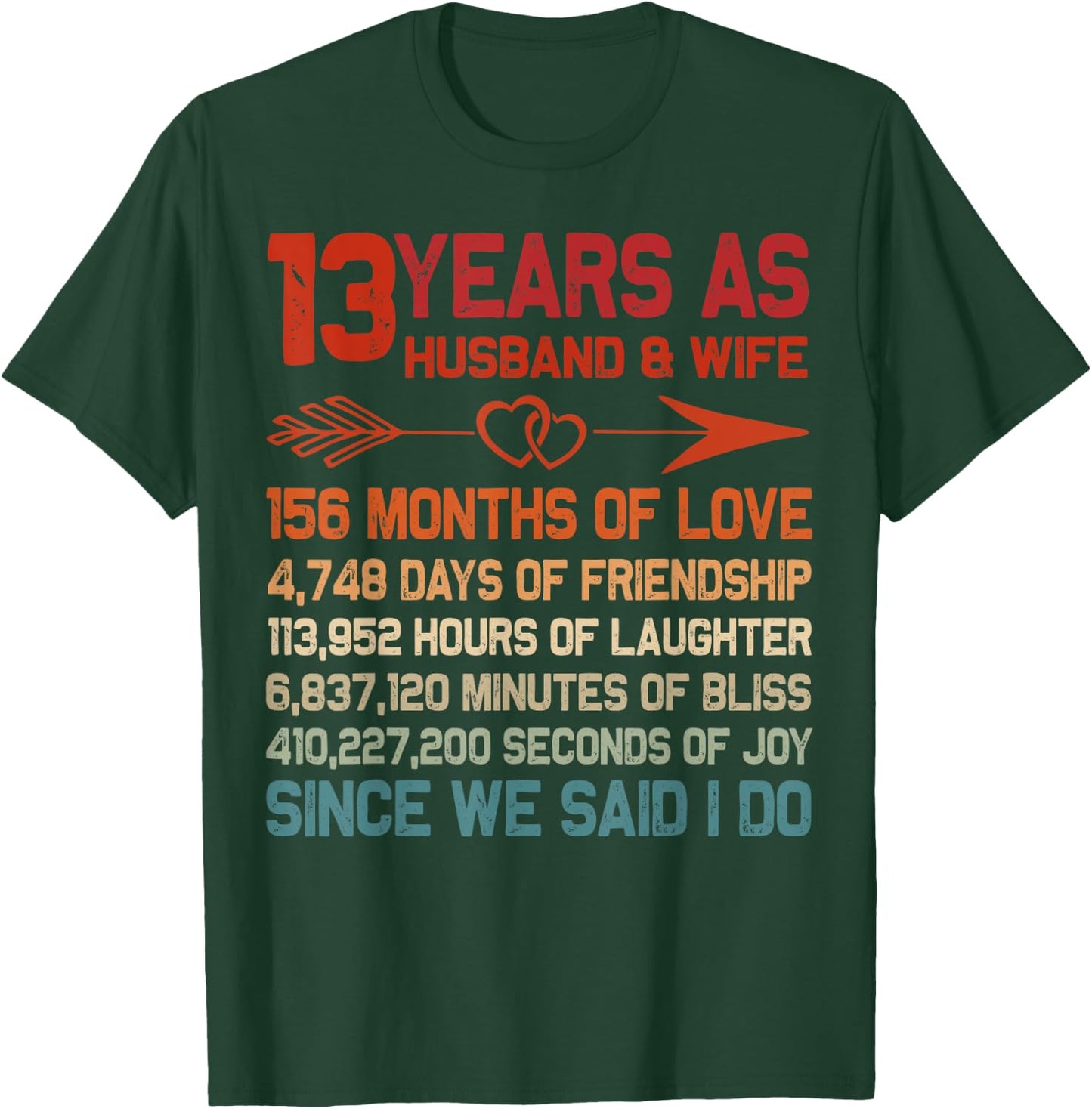 13 Years as Husband & Wife 13th Anniversary Gift Couple T-Shirt - T-Shirt | Forest