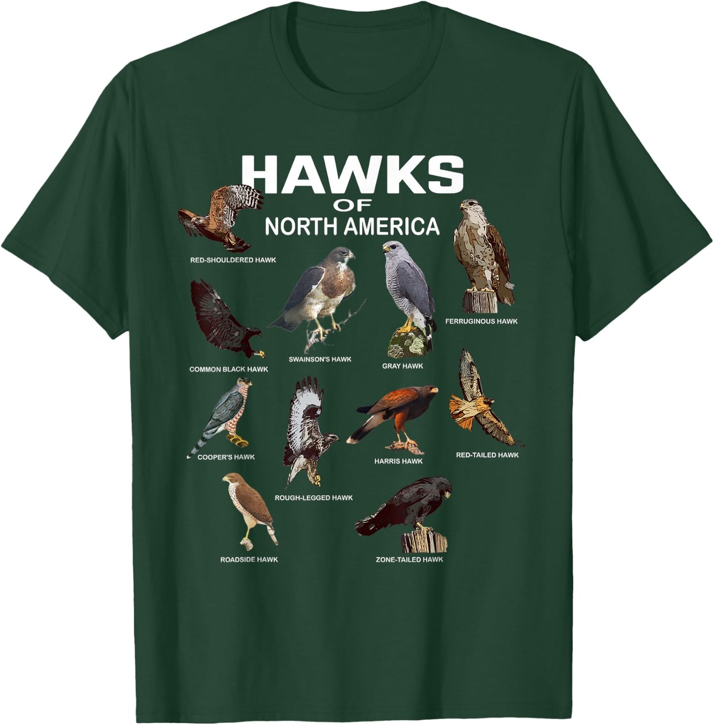 Hawks North America Red-Tailed Roadside Gray Hawk T-Shirt - T-Shirt | Forest