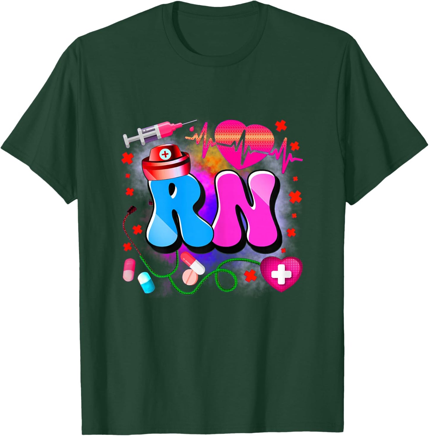 Registered Nurse RN – Colorful Tie Dye Healthcare Style T-Shirt - T-Shirt | Forest