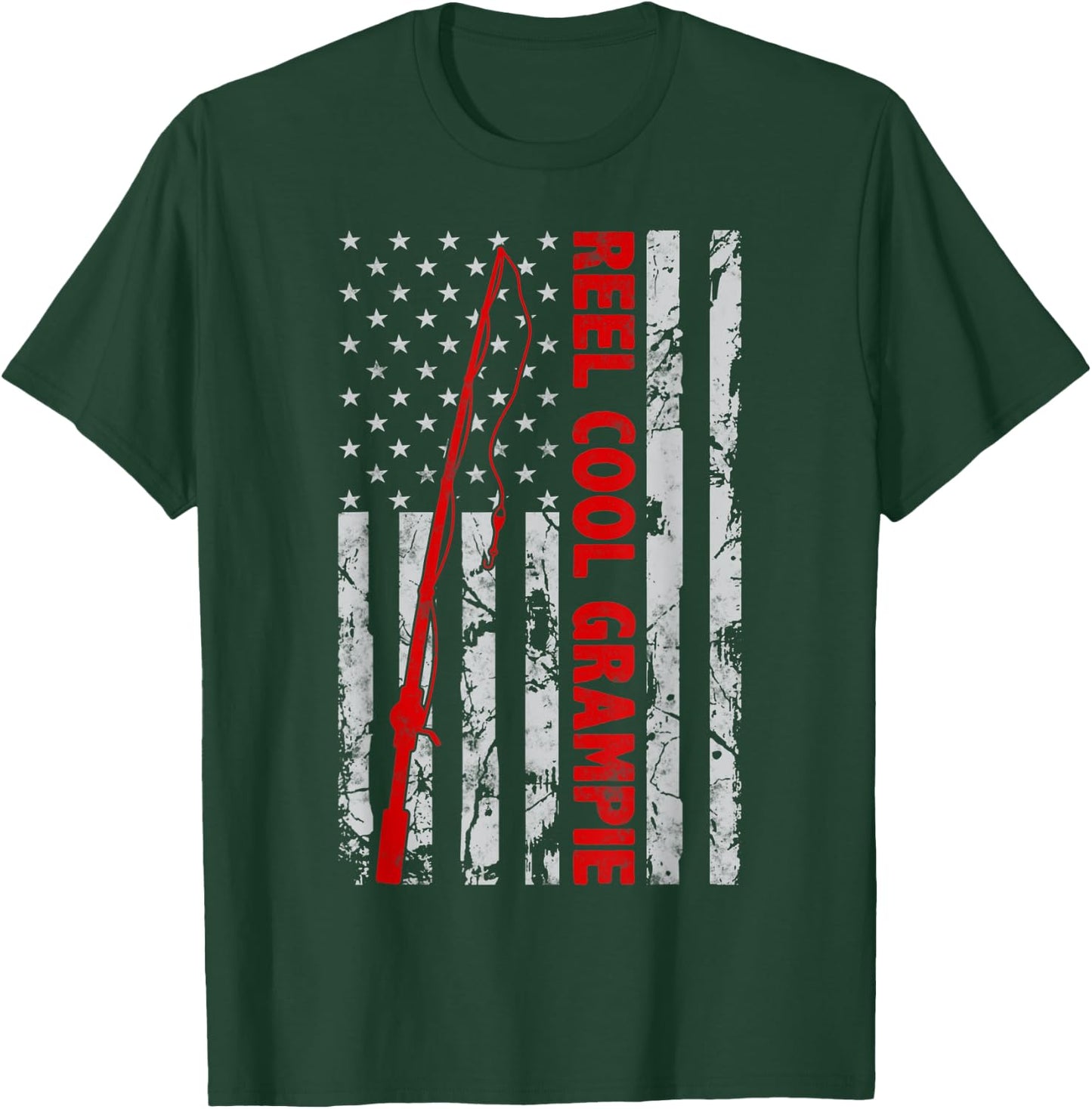 Reel Cool Grampie Fishing Father’s Day Flag gift Fisherman T-Shirt - T-Shirt | Forest