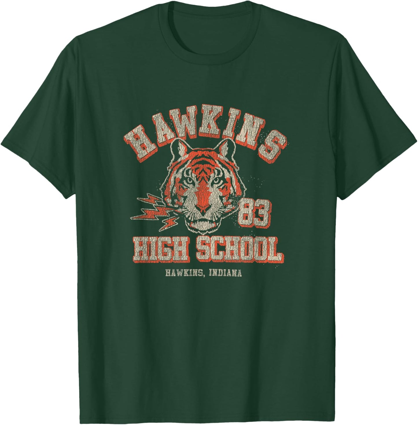 Stranger Things Hawkins High School Distressed Chest Poster T-Shirt - T-Shirt | Forest