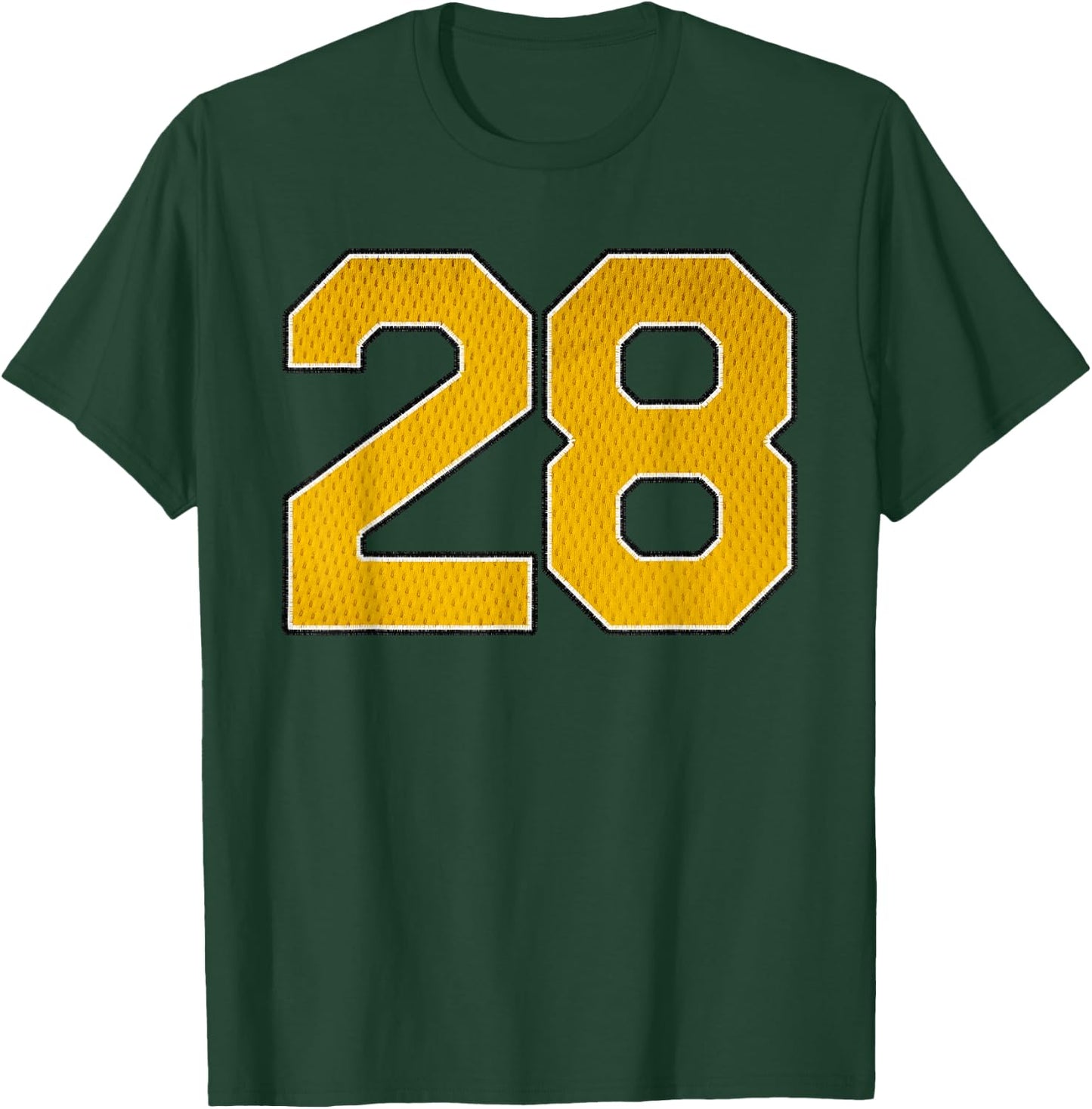 Gold Number 28 Athlete Sports Jersey Supporter Fanwear T-Shirt - T-Shirt | Forest