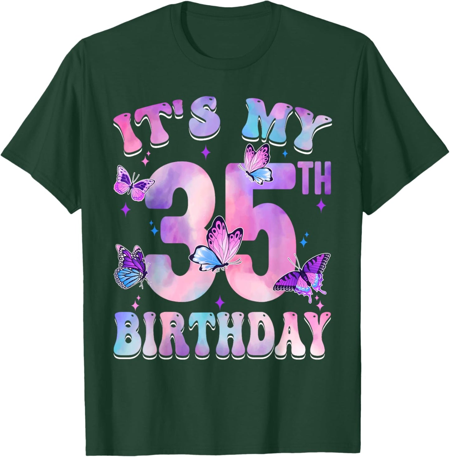 It's My 35th Birthday Butterfly Theme 35 Year Old Party Girl T-Shirt - T-Shirt | Forest