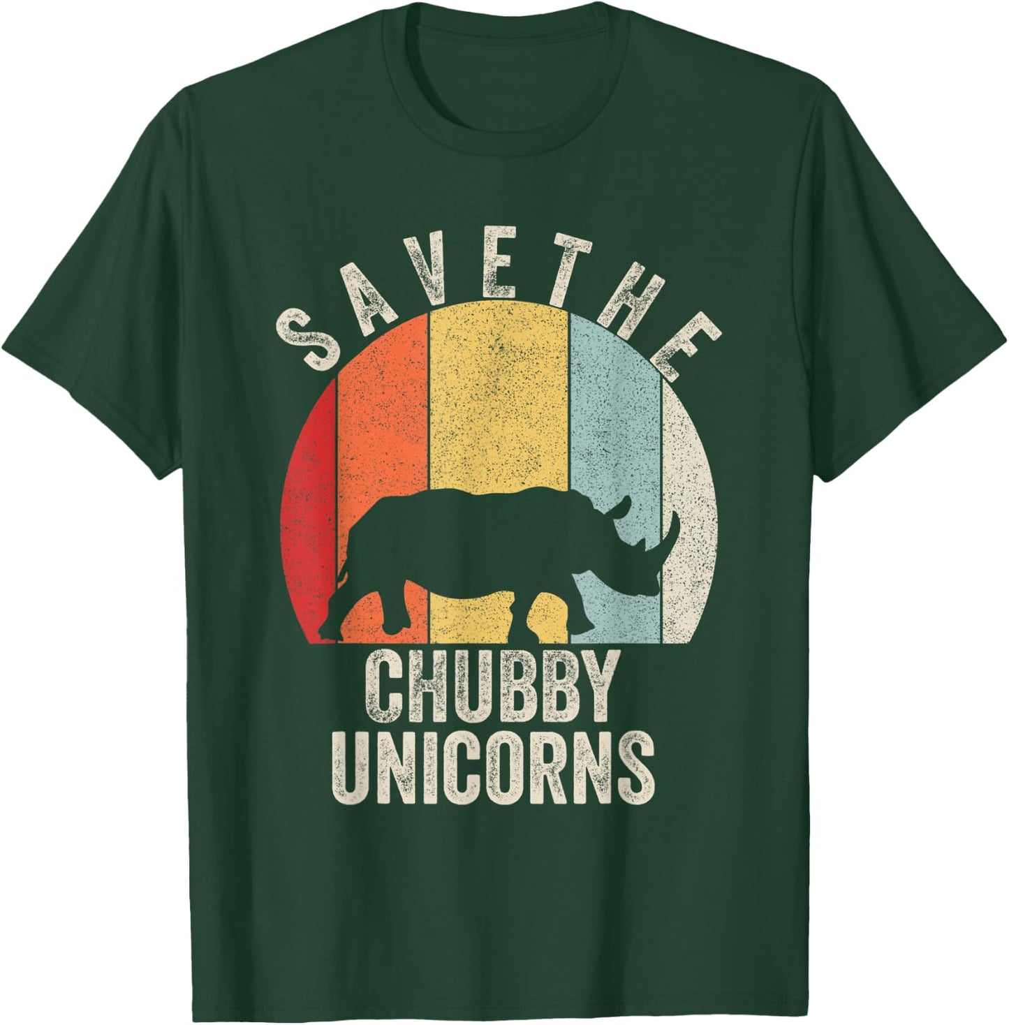 Retro Save The Chubby Unicorn Shirt Gift Funny Animal Rhino T-Shirt - T-Shirt | Forest