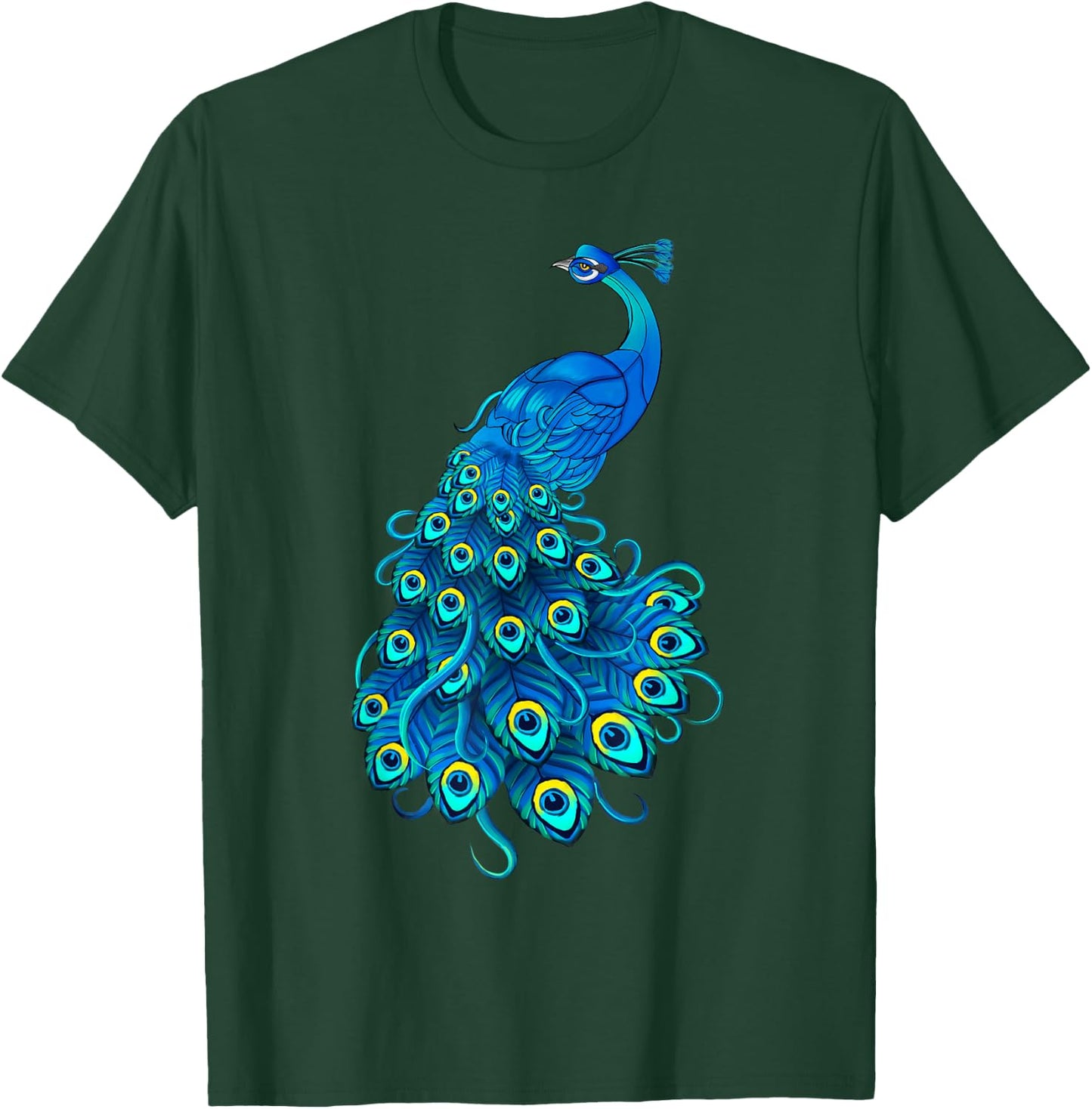 Blue Peacock Print Teal Feathers Bird Lover Men Women Gifts T-Shirt - T-Shirt | Forest