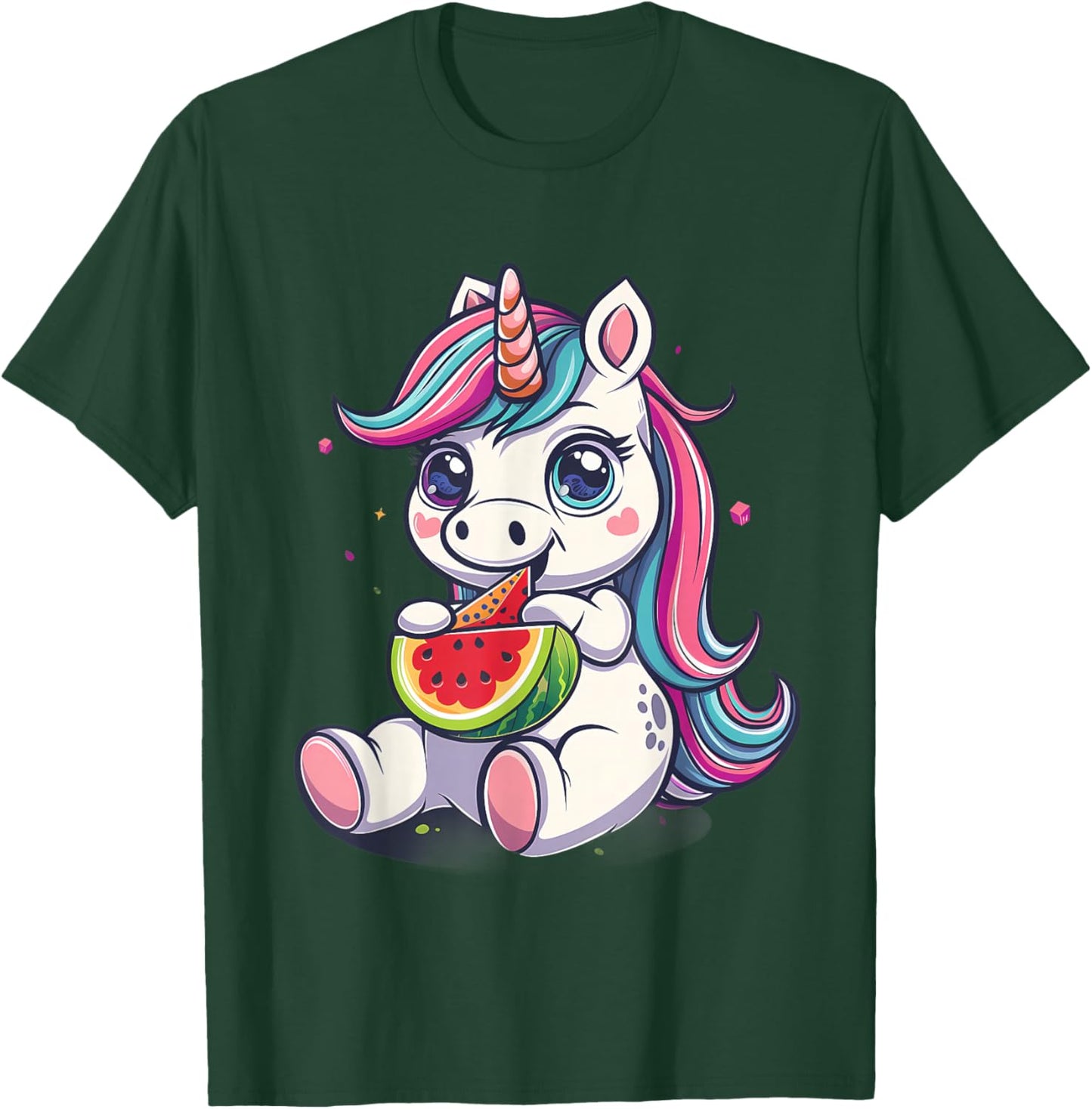 Watermelon Unicorn Watermelon Fruit Animal Art Drawing Motif T-Shirt - T-Shirt | Forest