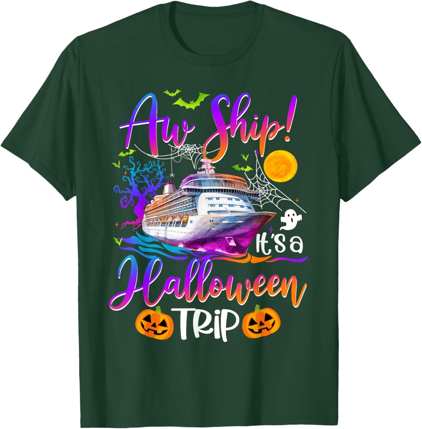 Aw Ship Halloween Trip Family Cruising Crew Cruise Squad T-Shirt - T-Shirt | Forest
