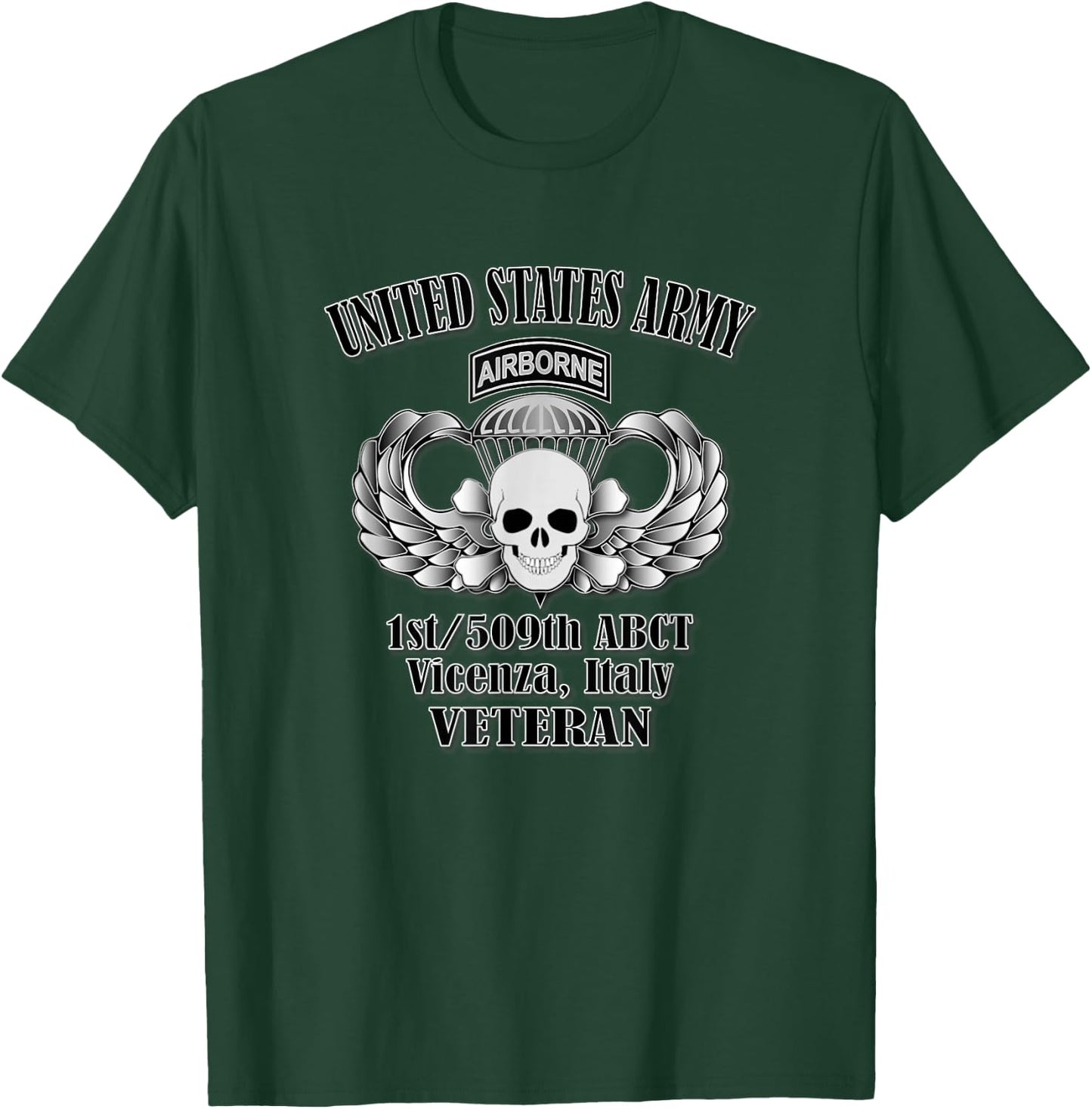 1st/509th ABCT Vicenza, Italy- Veteran (Front Design) T-Shirt - T-Shirt | Forest