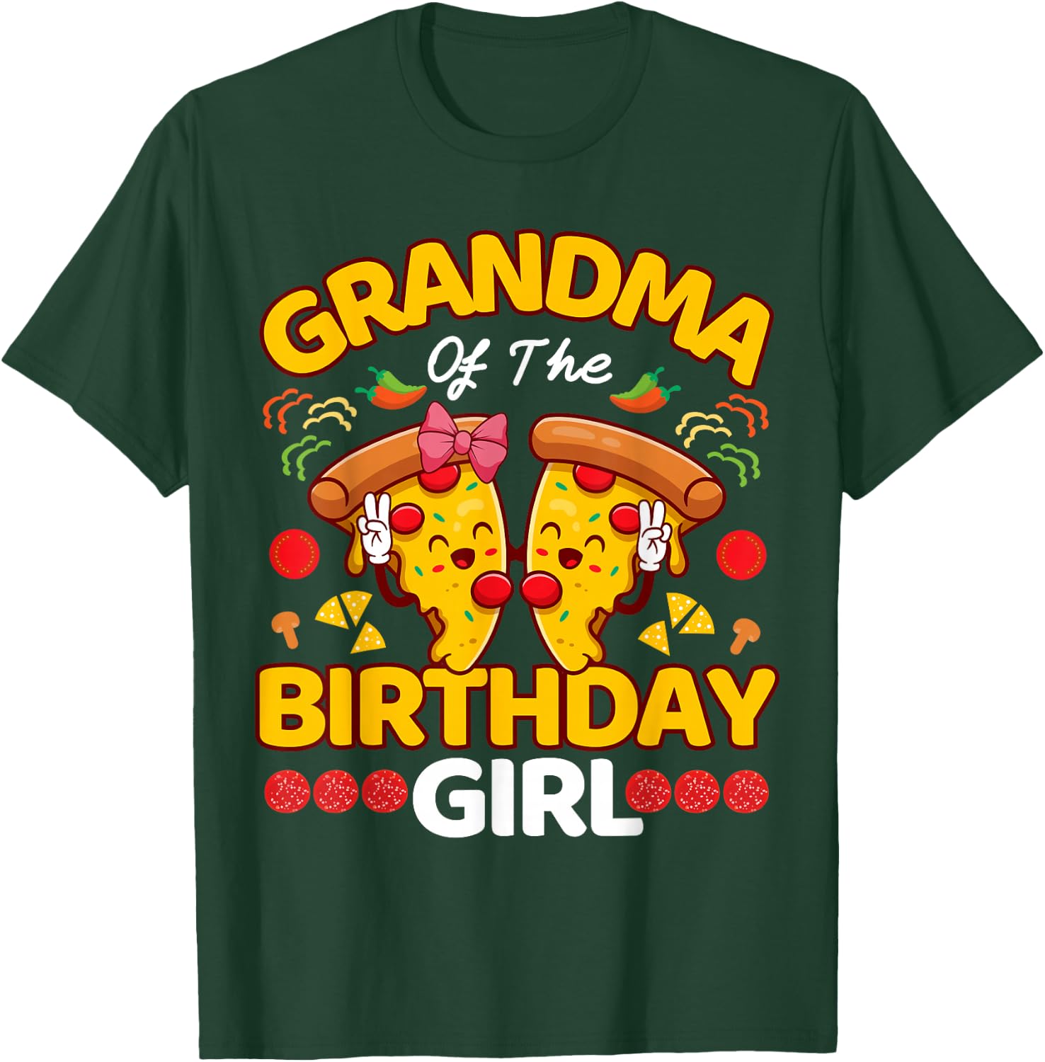 Grandma Of The Girl Birthday Pizza Lover Party Kawaii Foodie T-Shirt - T-Shirt | Forest