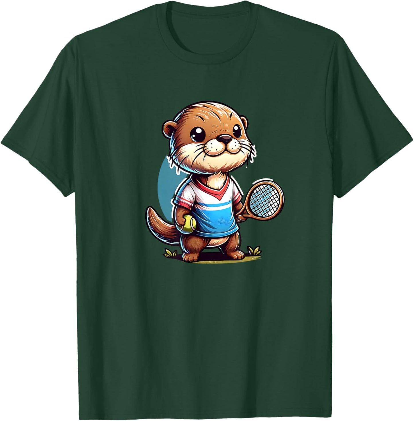 Otter Playing Tennis Tenniscourt T-Shirt - T-Shirt | Forest