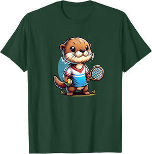 Otter Playing Tennis Tenniscourt T-Shirt - T-Shirt | Forest