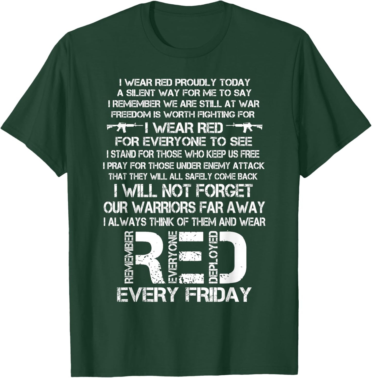 Red Friday Remember The Deployed Military Troops Poem Small T-Shirt - T-Shirt | Forest