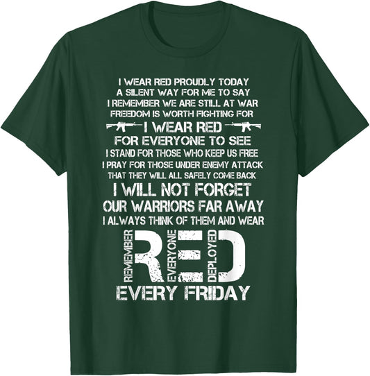 Red Friday Remember The Deployed Military Troops Poem Small T-Shirt - T-Shirt | Forest