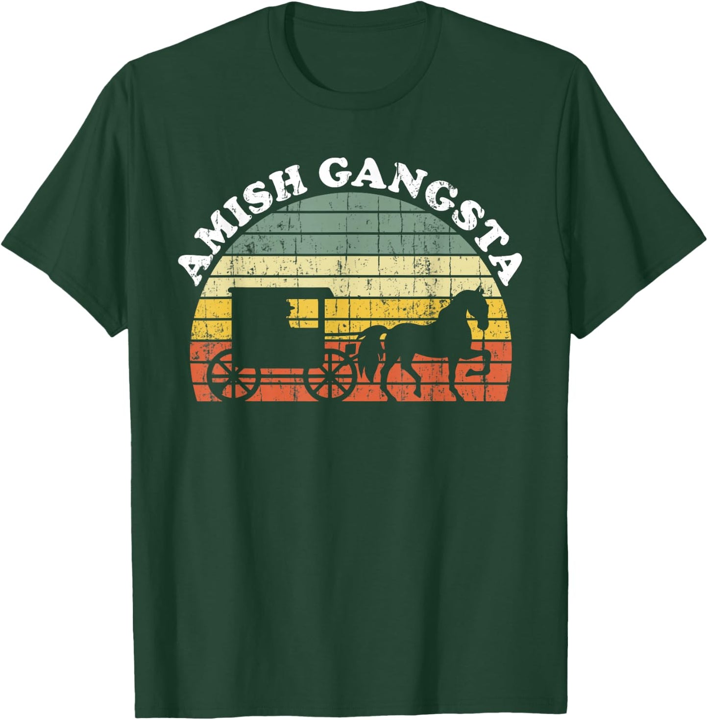 Amish Gangsta Horse and Buggy - Vintage Funny Amish Gift T-Shirt - T-Shirt | Forest