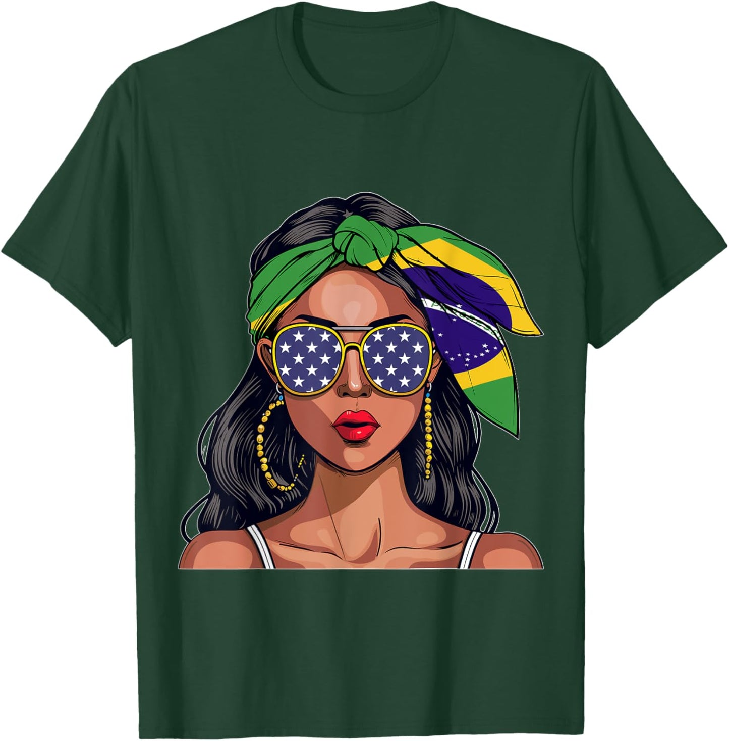 Brazilian Souvenirs Products Woman Flag American Brasil T-Shirt - T-Shirt | Forest