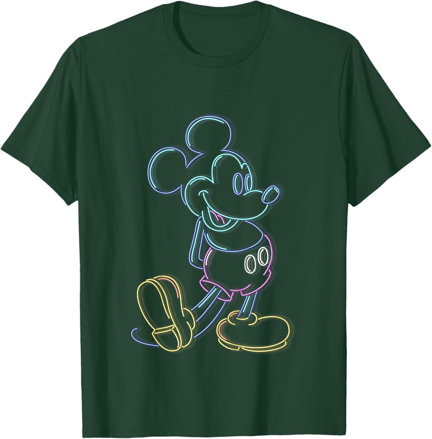 Kids Disney Mickey And Friends Mickey Neon Lights Sign Logo T-Shirt - T-Shirt | Forest