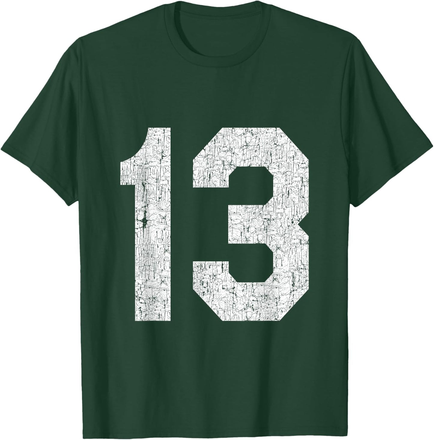 #13 Jersey Uniform Varsity Sports Number, 13th Birthday T-Shirt - T-Shirt | Forest